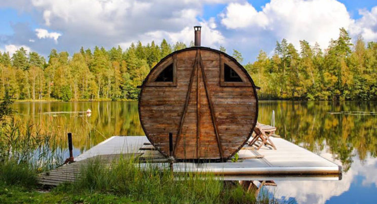 Nature floating Sauna lake farm resort sweden countryside